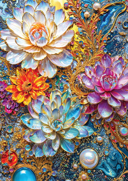 Pearlescent Waterlilies | 1000 Piece | AI Assistance