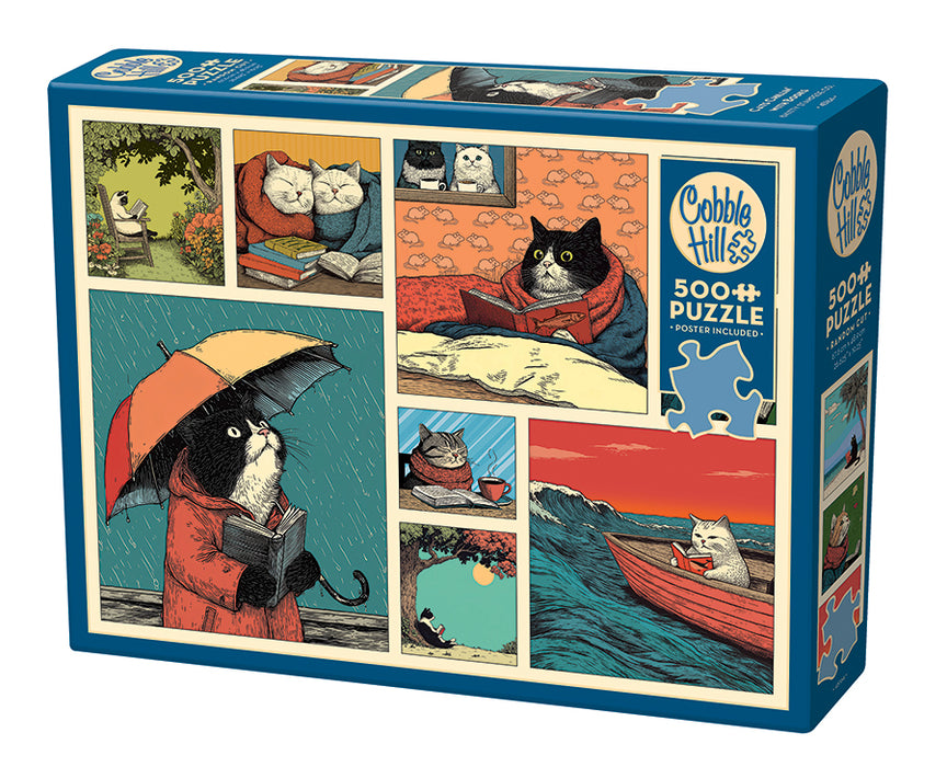 Cats Chillin With Books  | 500 Piece | AI Assistance
