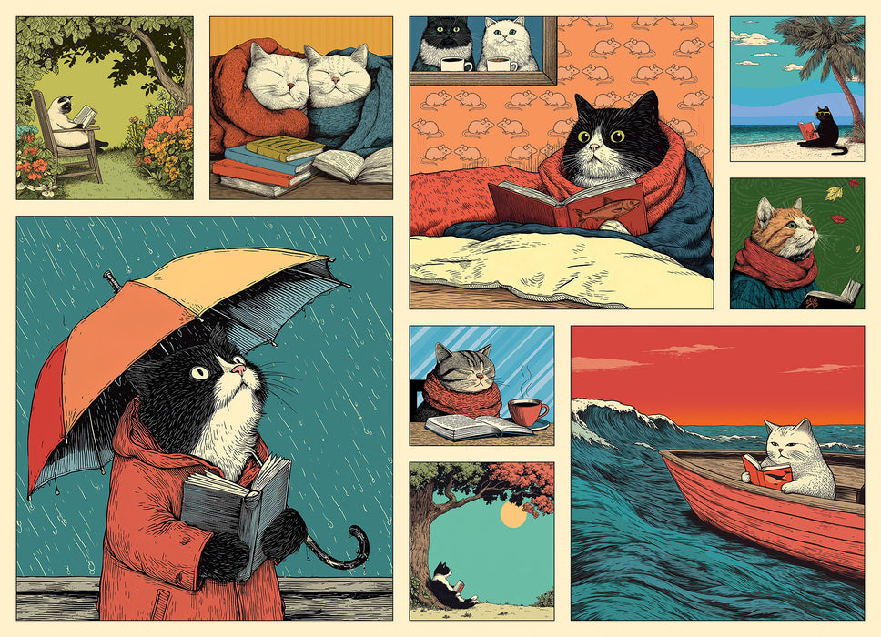 Cats Chillin With Books  | 500 Piece
