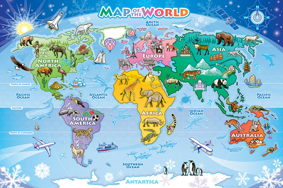 Map of the World (35pc Floor Rope Handle)