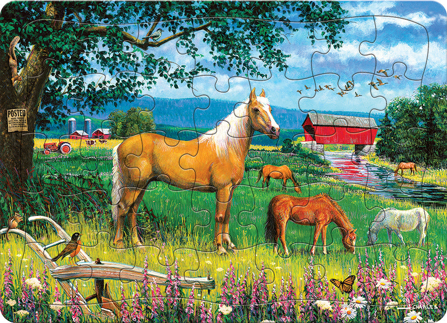 Horses in the Field (tray)  | 35 Piece Tray