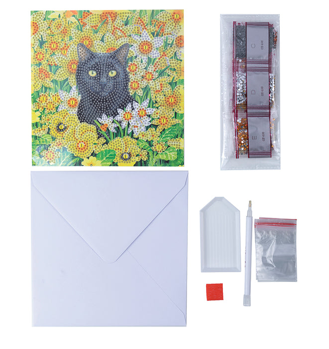 Kit de cartes CA : chat parmi les fleurs