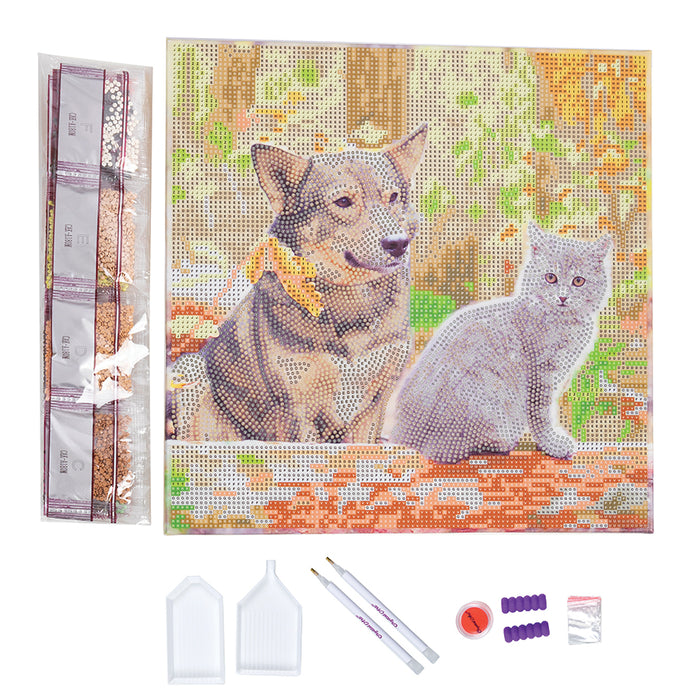 CA Mounted Kit (Med): Cat and Dog in the Woods
