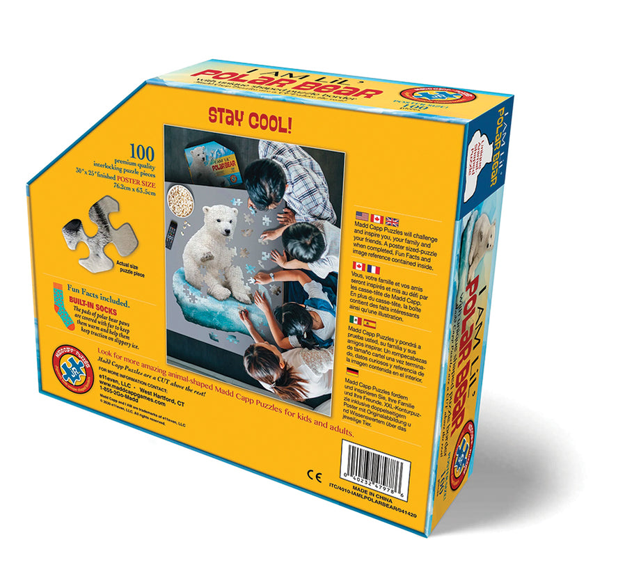 Madd Capp Puzzle - I AM Lil Polar Bear, 100 Piece Shaped Animal Puzzle