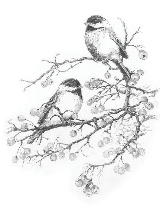 SKBN Chickadees with Winter Berries (multiples of 3*)